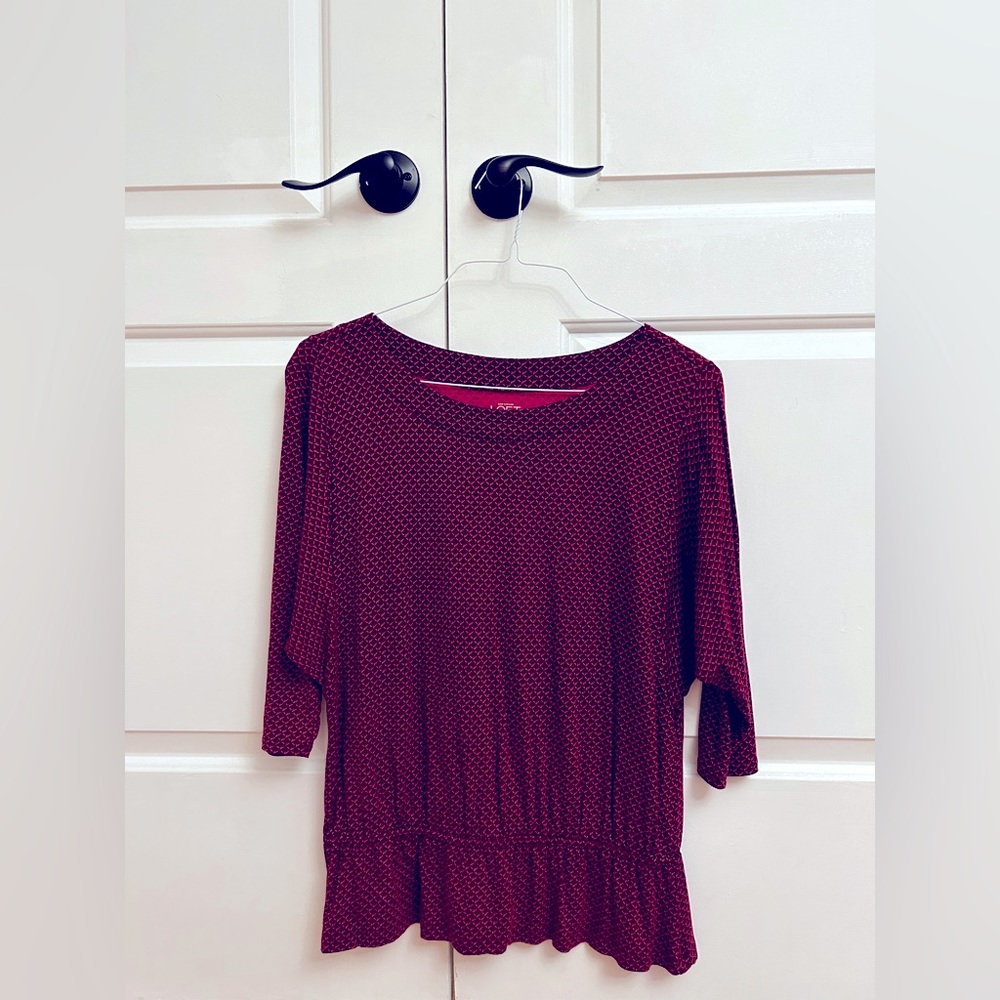Ann Taylor Loft Medium Magenta Pattern Blouse